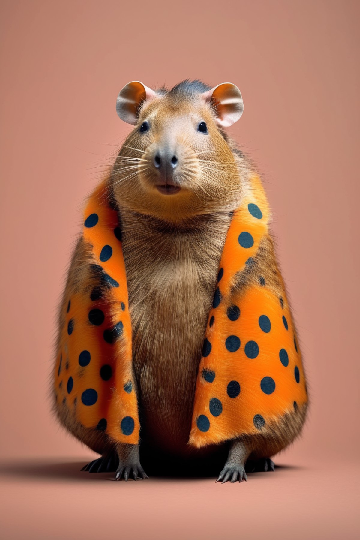 <lora:Dressed animals:1>Dressed animals - capybara with beautiful polka dot patterned fur